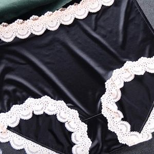 BLACK Satin and Lace Panties.